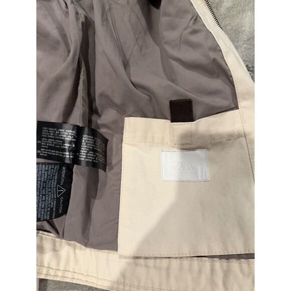 ZARA Men Paint Splatter Denim Jacket Contrast Collar Medium Oyster White - Picture 15 of 16